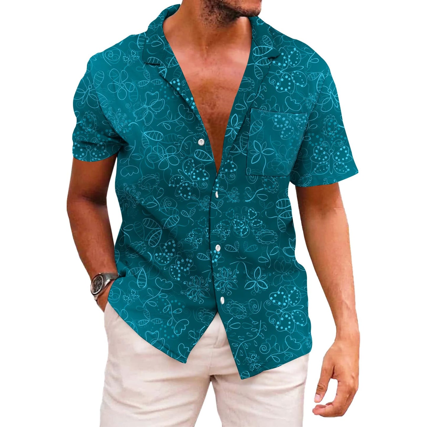 HOTKYKU Funky Hawaiian Shirt for Men Palm Beach Shirts Tropical Vacation Clothes