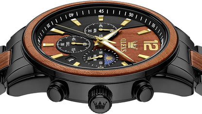 HOTOLEVS Men Analog Quartz Waterproof Watches Multifunction Chronograph Diamond Moon Phase Luminous Silicone Band Wrist Watches