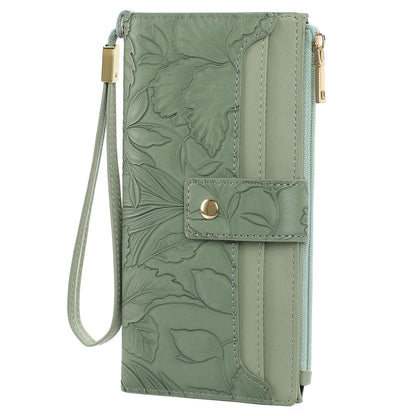 HOTSENDEFN Womens Wallet Slim Thin Bifold Card Holder RFID Blocking Vegan Leather Long Ladies Wallets with Wristlet