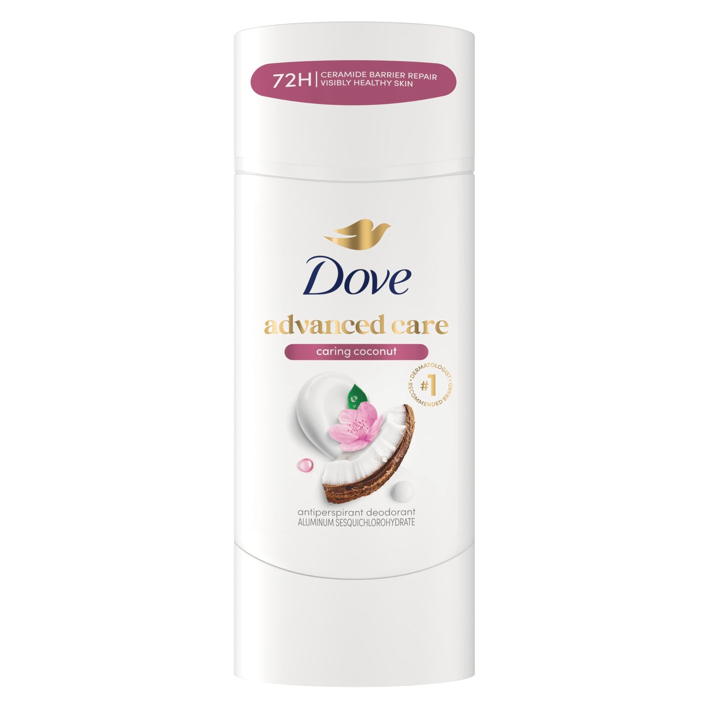 HOTDove Advanced Care Antiperspirant Caring Coconut, 2 Count Deodorant Stick for Women, for 48 Hour Protection And Soft And Comfortable Underarms, 2.6 oz