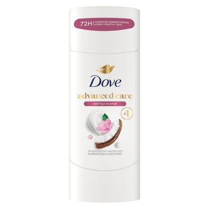 HOTDove Advanced Care Antiperspirant Caring Coconut, 2 Count Deodorant Stick for Women, for 48 Hour Protection And Soft And Comfortable Underarms, 2.6 oz