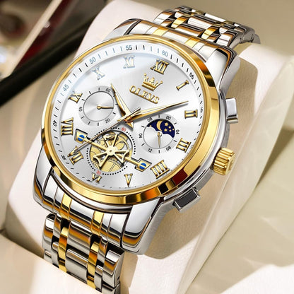 HOTOLEVS Watches Men Waterproof Luxury Big Face Mens Watch Stainless Steel Quartz Analog Dress Watches for Men Luminous Multifunction Man Watch Relojes De Hombre