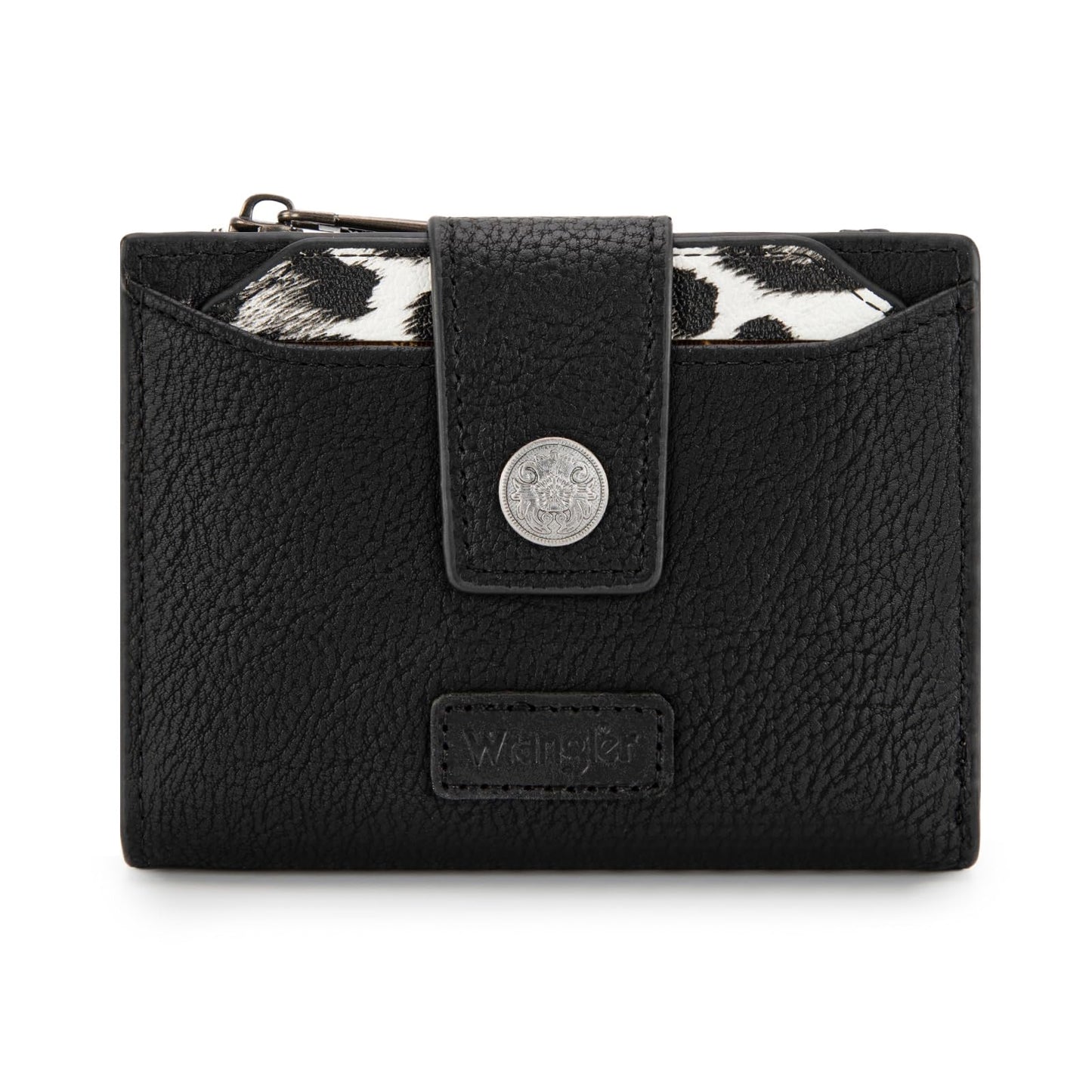 HOTMontana West X Wrangler Small Wallet Woman, Bifold RFID Blocking Wallet Leopard Print Zipper Pocket Wallets with Removable ID Window