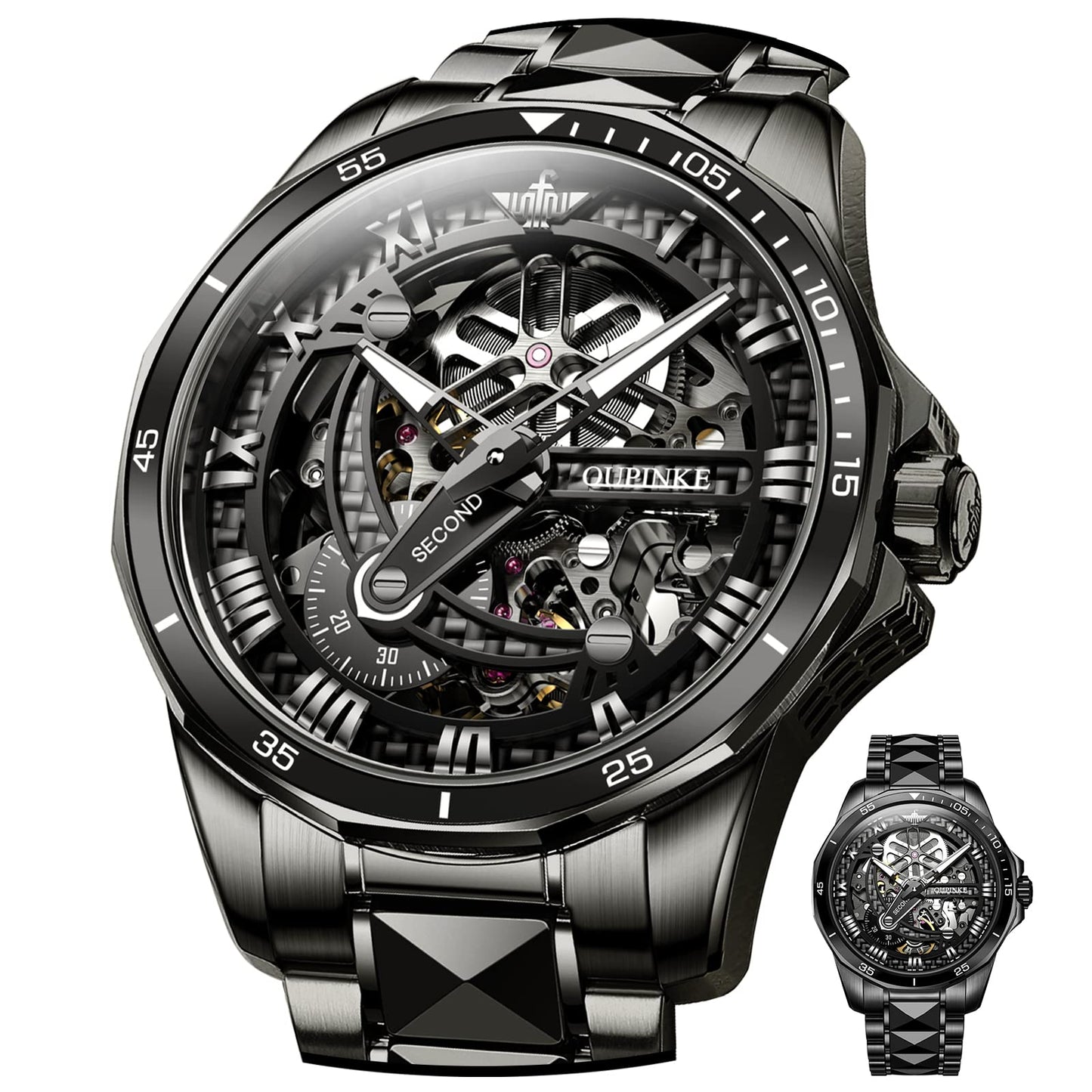 HOTOLEVS Luxury Watches for Men Big Stainless Steel Waterproof Analog Quartz