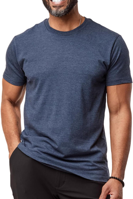 HOTFresh Clean Threads Men's Crew Neck T-Shirts – Short Sleeve, Fitted Style, Soft Cotton-Poly Blend, Tag-Free Comfort