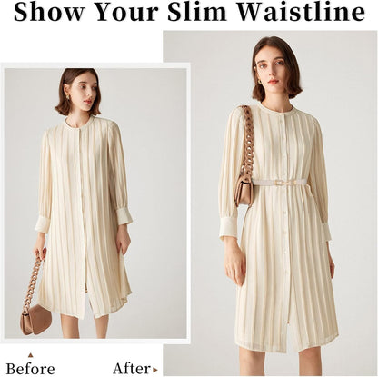 HOTJASGOOD Women Skinny Elastic Belt for Dresses,Thin Retro Stretch Waist Belt with Golden Buckle