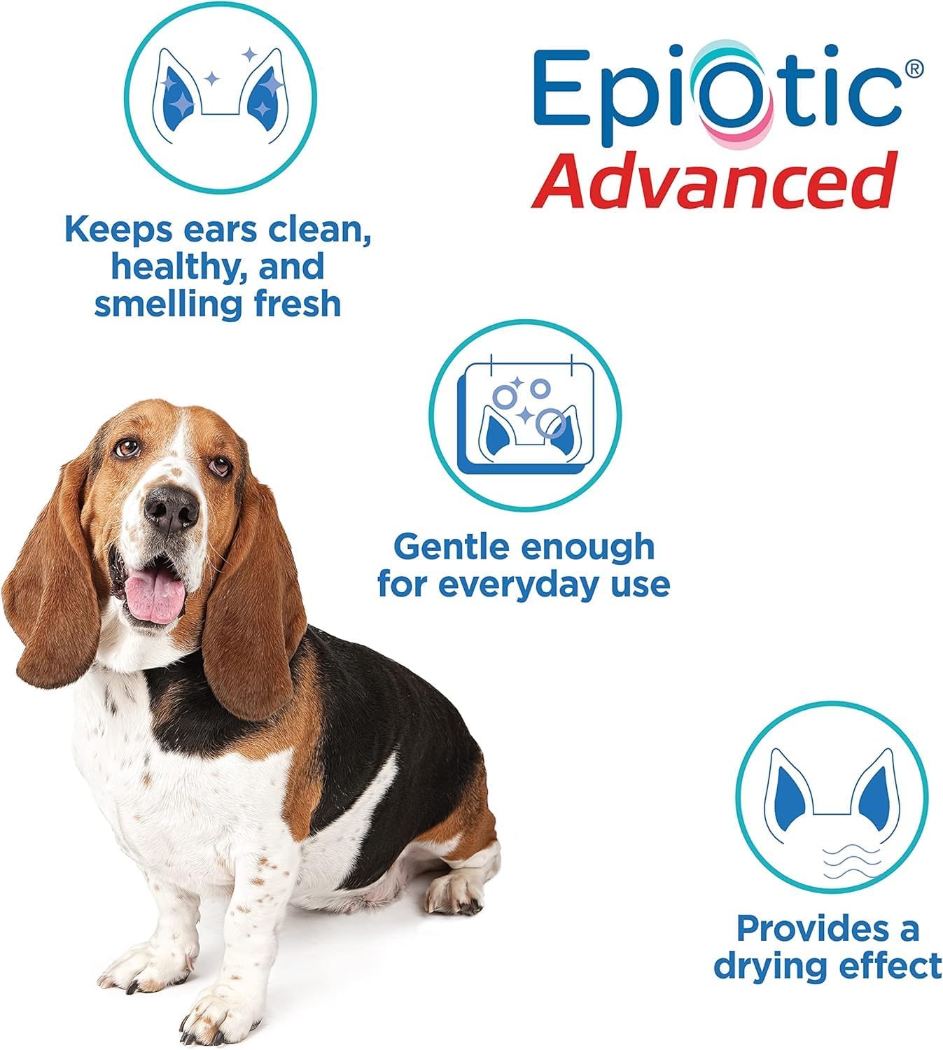 HOTEpiotic Advanced Ear Cleanser|Gentle Ear Cleanser for Dogs and Cats | Neutral pH routine dog ear wash and cat ear cleaner dries wet ears, cleanses wax & debris to smell fresh and clean