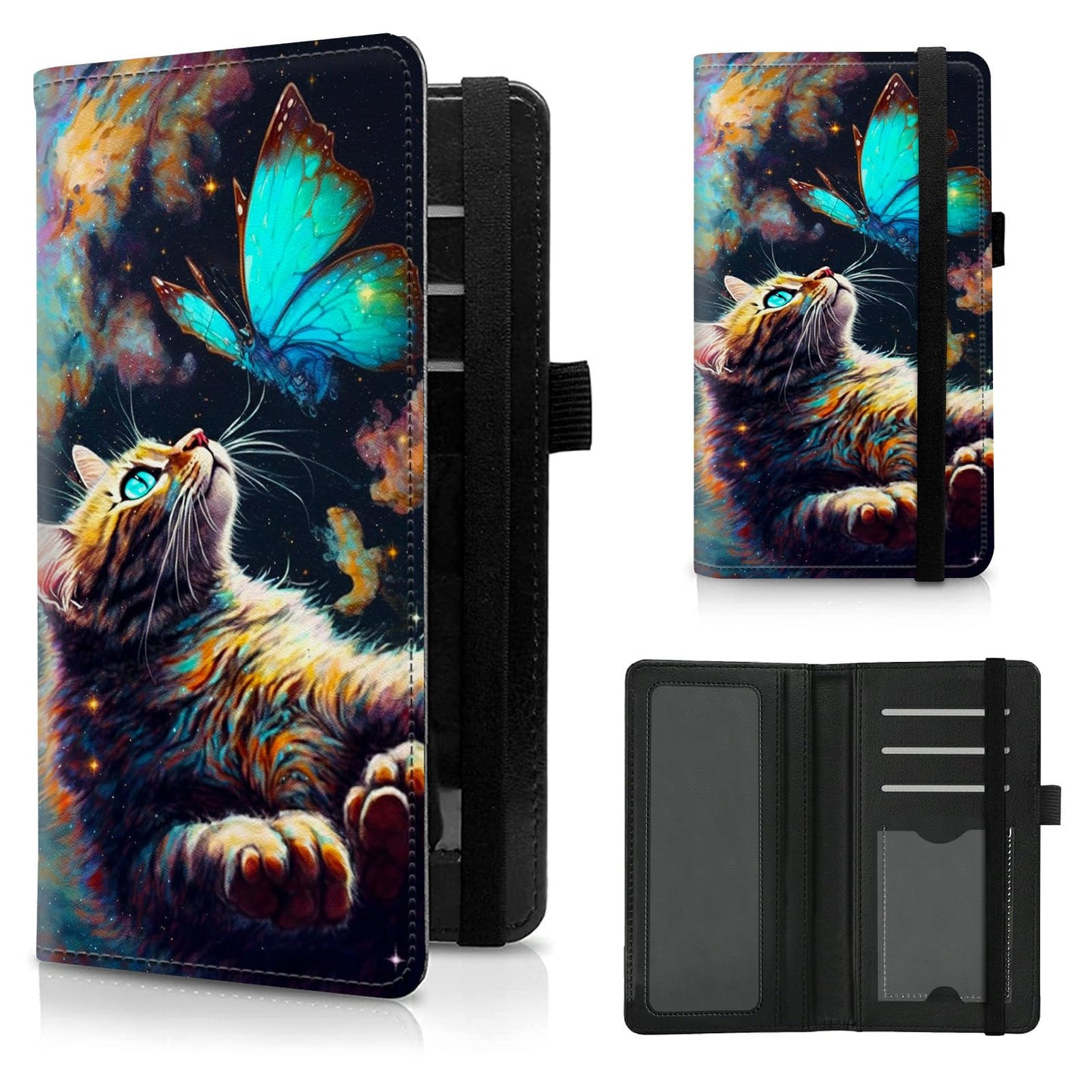 HOTCheck Book Cover for Personal Checkbook American Flag Sunflowers Cow Pattern Design PU Leather Checkbook Cover for Men Women with Card Slot & Pen Holder and Elastic Strap for Duplicate Checks