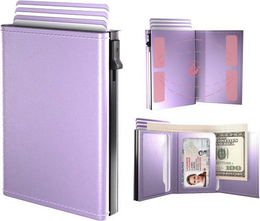 HOTWomens Wallet Card Holder, Pop Up Wallet Card Case, RFID Blocking, Minimalist, Womens Slim Wallet, 9-14 Cards Capacity, ID Window, Cash Pocket, Trifold Credit Card Holder Wallet for Women