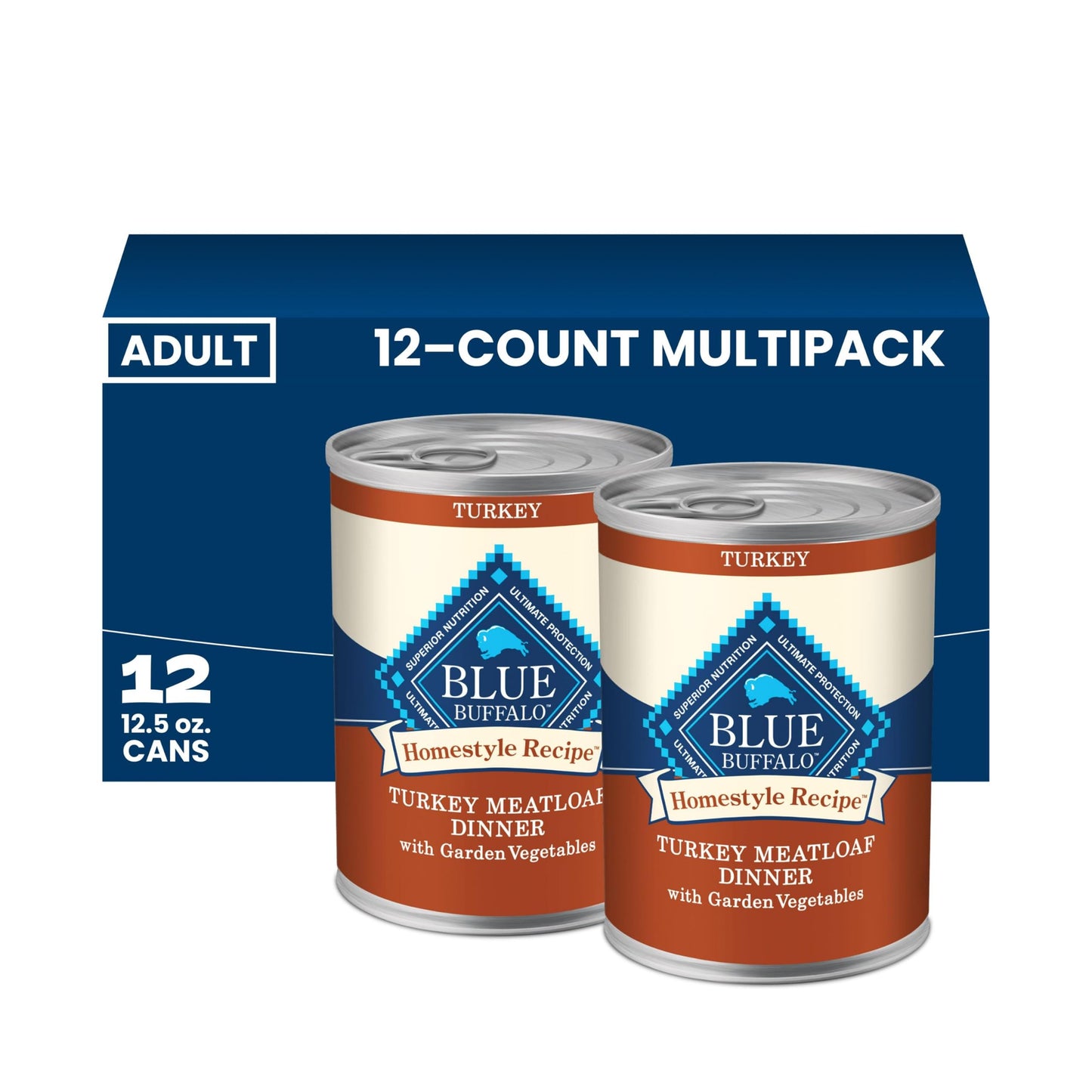 HOTBlue Buffalo Homestyle Recipe Wet Dog Food Paté Variety Pack, Chicken Dinner & Beef Dinner with Garden Vegetables, Made with Natural Ingredients, 12.5-oz. Can (6 Count, 3 of Each)
