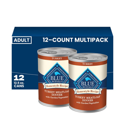 HOTBlue Buffalo Homestyle Recipe Wet Dog Food Paté Variety Pack, Chicken Dinner & Beef Dinner with Garden Vegetables, Made with Natural Ingredients, 12.5-oz. Can (6 Count, 3 of Each)