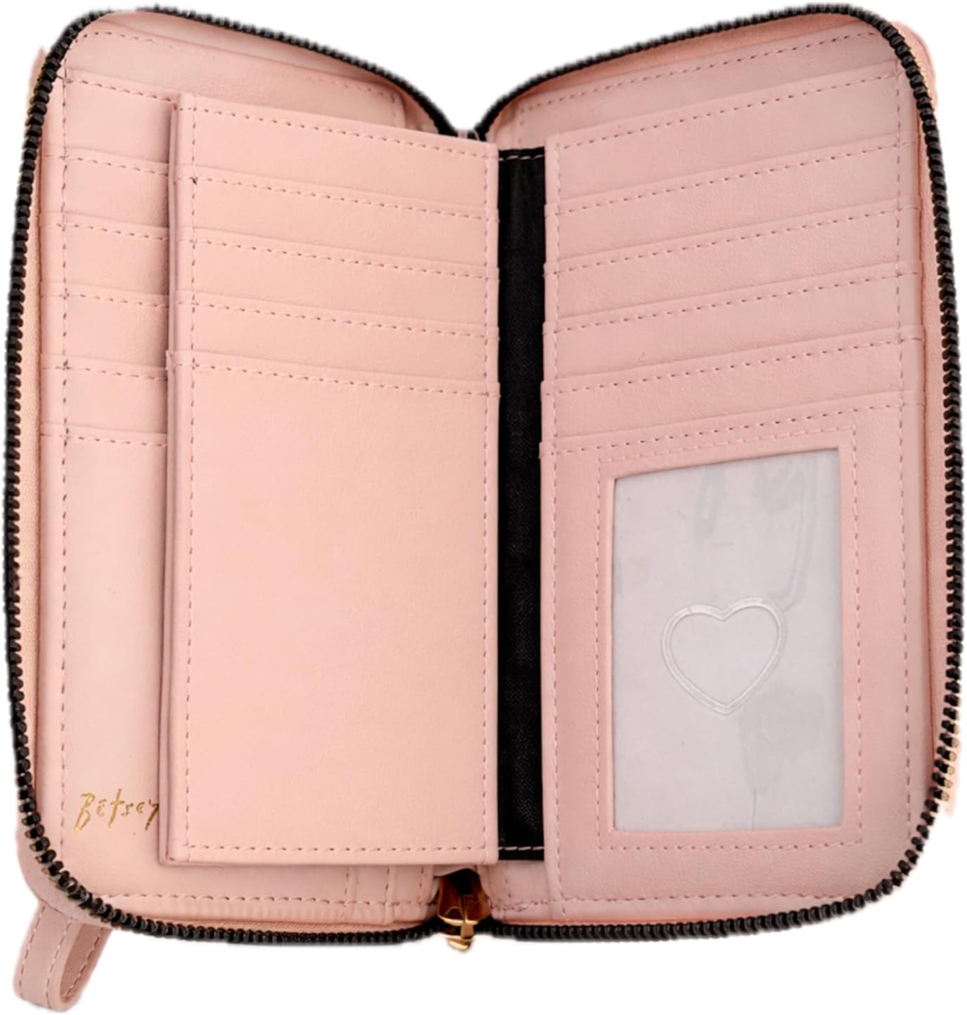 HOTBetsey Johnson Women’s Zip Around Wallet with Quilted Heart Design & Wristlet Strap (Pink)