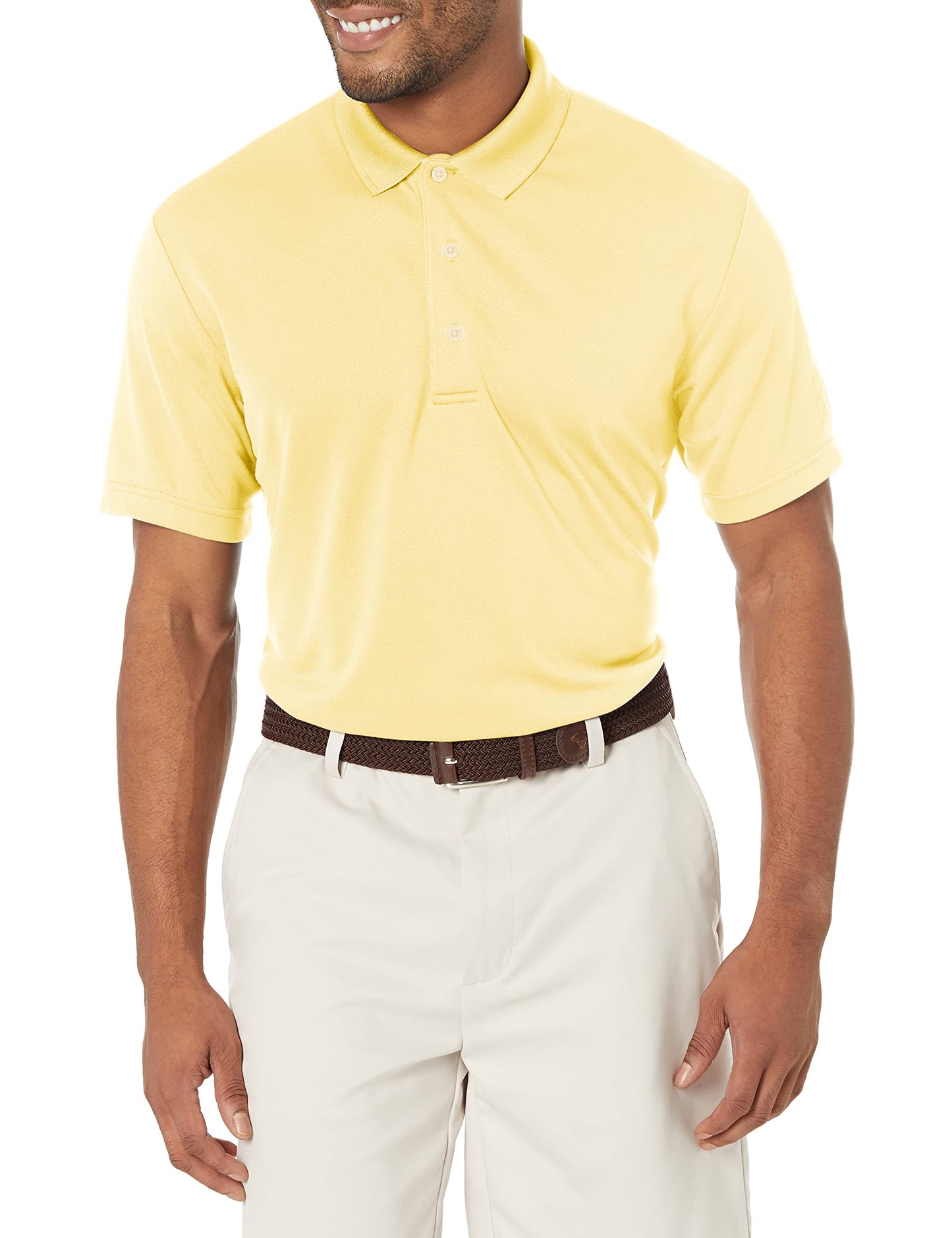 HOTPGA Tour Men's Airflux Solid Mesh Short Sleeve Classic Golf Polo Shirt