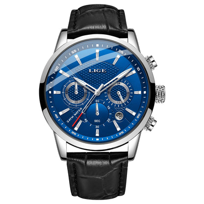 HOTLIGE Wrist Leather Watches for Men Analog Dress Chronograph Waterproof Vintage Work Casual Quartz with Date Display Chronograph Luminous 30M Water Resistant Business Classic Mens Watch