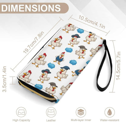 HOTWomen's Wallet Ladies Wristlet, Large Capacity, Zipper Pocket, Perfect for ID Cards, Chicken Cute