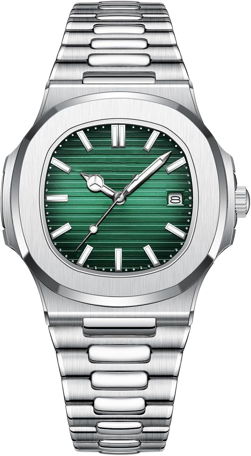 HOTBESTKANG Men Quartz Movement Watch Waterproof Luminous Men's Watch, Stainless Steel Strap Business Watches