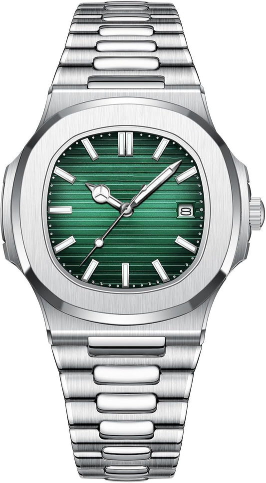 HOTBESTKANG Men Quartz Movement Watch Waterproof Luminous Men's Watch, Stainless Steel Strap Business Watches