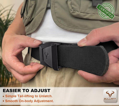 HOTBULLIANT Stretch Tactical Web Belt For Men-Trimmable 1.5"-Adjustable Fit | Smooth Sliding | Adjustable for Precise Fit | Tailored Size | Rugged Nylon for Heavy Duty, Hiking, Hunting