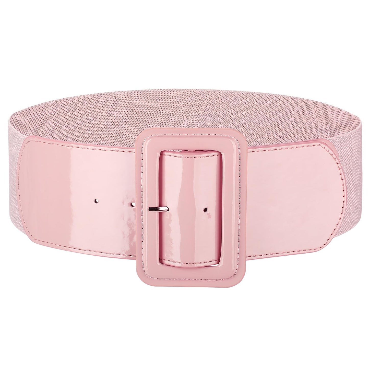 HOTJASGOOD Women Wide Stretchy Belt Vintage Elastic Waist Belt for Dresses Fashion Ladies Waist Belt with Patent Square Buckle