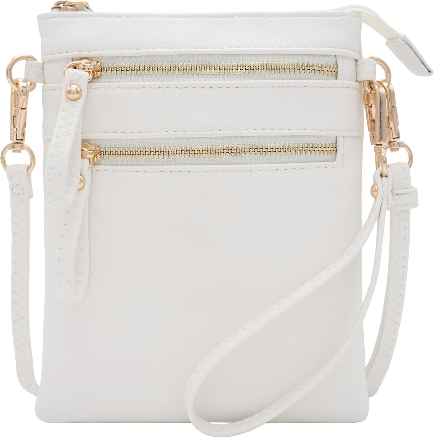 HOTSolene Small Crossbody Bag for Women, Multi Zip Pockets with Detachable Wristlet, Lightweight Travel Purse, Cell Phone Pouch