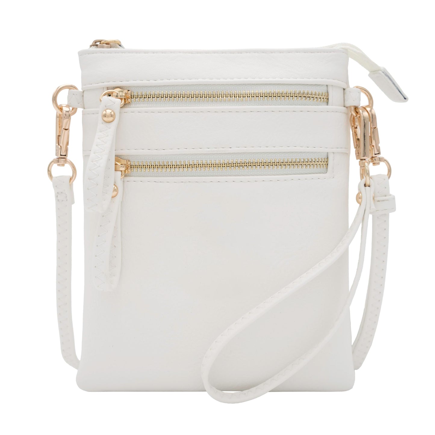 HOTSolene Small Crossbody Bag for Women, Multi Zip Pockets with Detachable Wristlet, Lightweight Travel Purse, Cell Phone Pouch