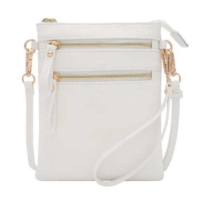 HOTSolene Small Crossbody Bag for Women, Multi Zip Pockets with Detachable Wristlet, Lightweight Travel Purse, Cell Phone Pouch