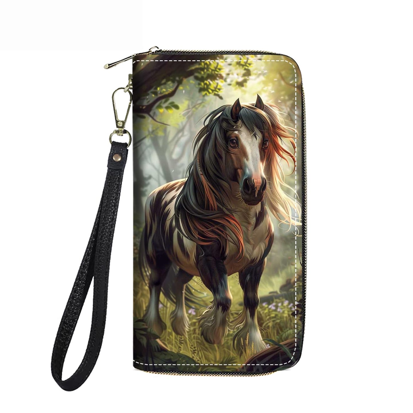 HOTWomen's Large Capacity Wallet PU Leather Double Zipper Clutch Purse Multifunctional Wallet with Removable Wristlet Strap for Smart Phone/Coin/Card/Cash, Flower Butterfly