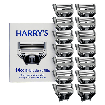 HOTHarry's Original Razor Blades for Men - 14 Count - Premium Razor Blade Refill Cartridges - German Engineered