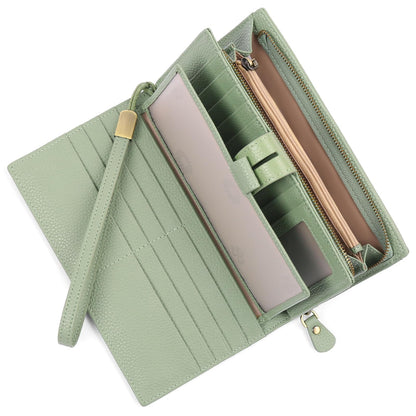 HOTSENDEFN Women's Wallet Large Capacity RFID Blocking Leather Wallets Credit Cards Organizer with Checkbook Holder