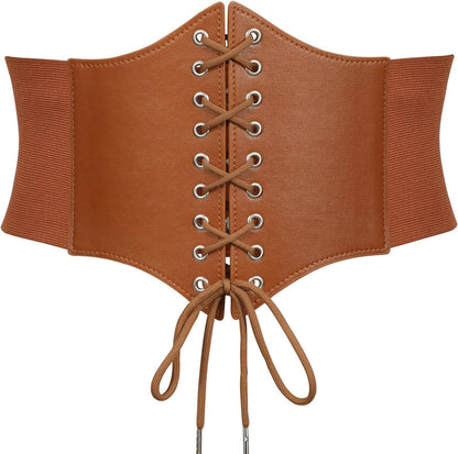 HOTJASGOOD Women’s Elastic Costume Waist Belt Lace-up Tied Waspie Corset Belts for Women