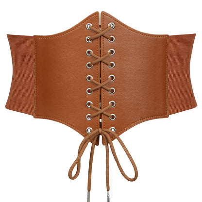 HOTJASGOOD Women’s Elastic Costume Waist Belt Lace-up Tied Waspie Corset Belts for Women
