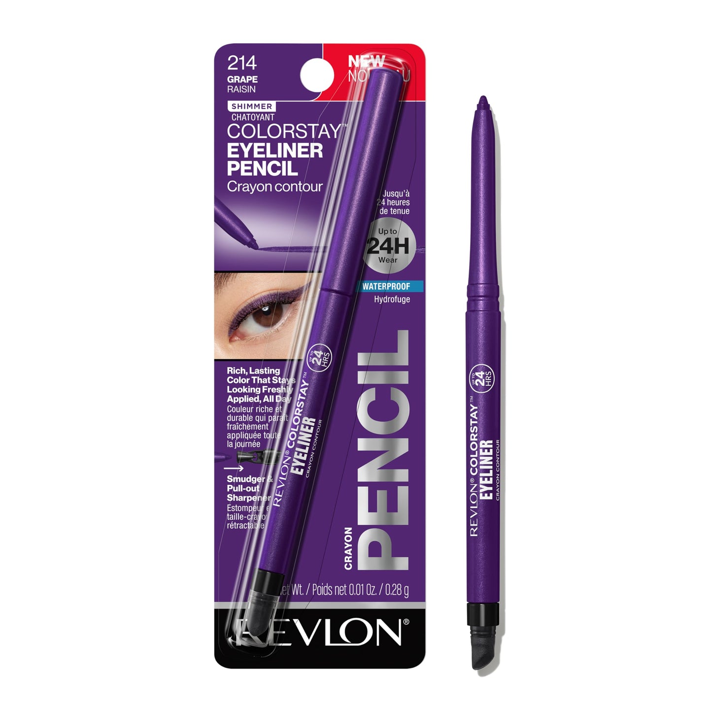 HOTRevlon ColorStay Pencil Waterproof Eyeliner, Smudge-Proof, Eye Makeup with Built-In Sharpener, Long-Lasting, Matte Finish, 201 Black, 2 pack