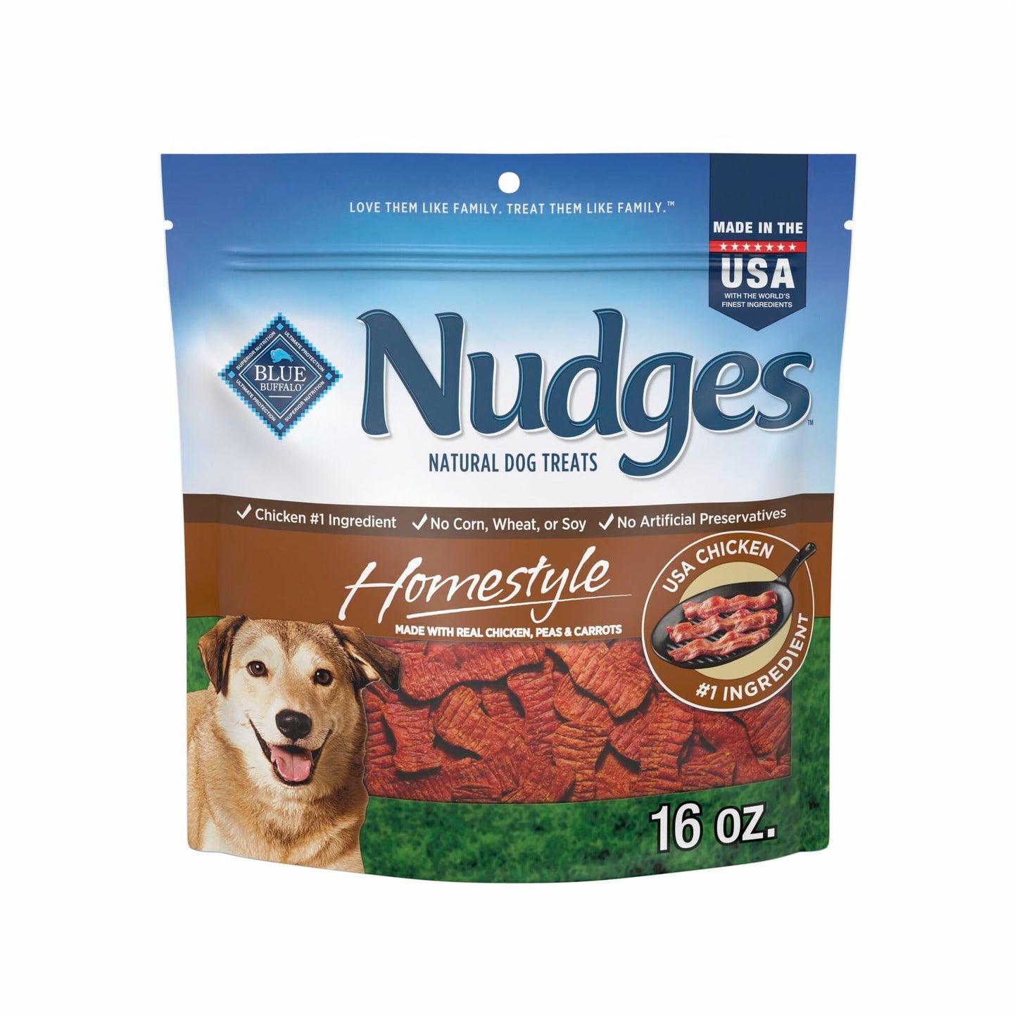 HOTBlue Buffalo Nudges Chicken Homestyle Natural Dog Treats, Pot-Pie-Inspired Recipe, Healthy Reward or Training Treat, Made in the USA with Real Chicken, No Artificial Preservatives, 16 oz.