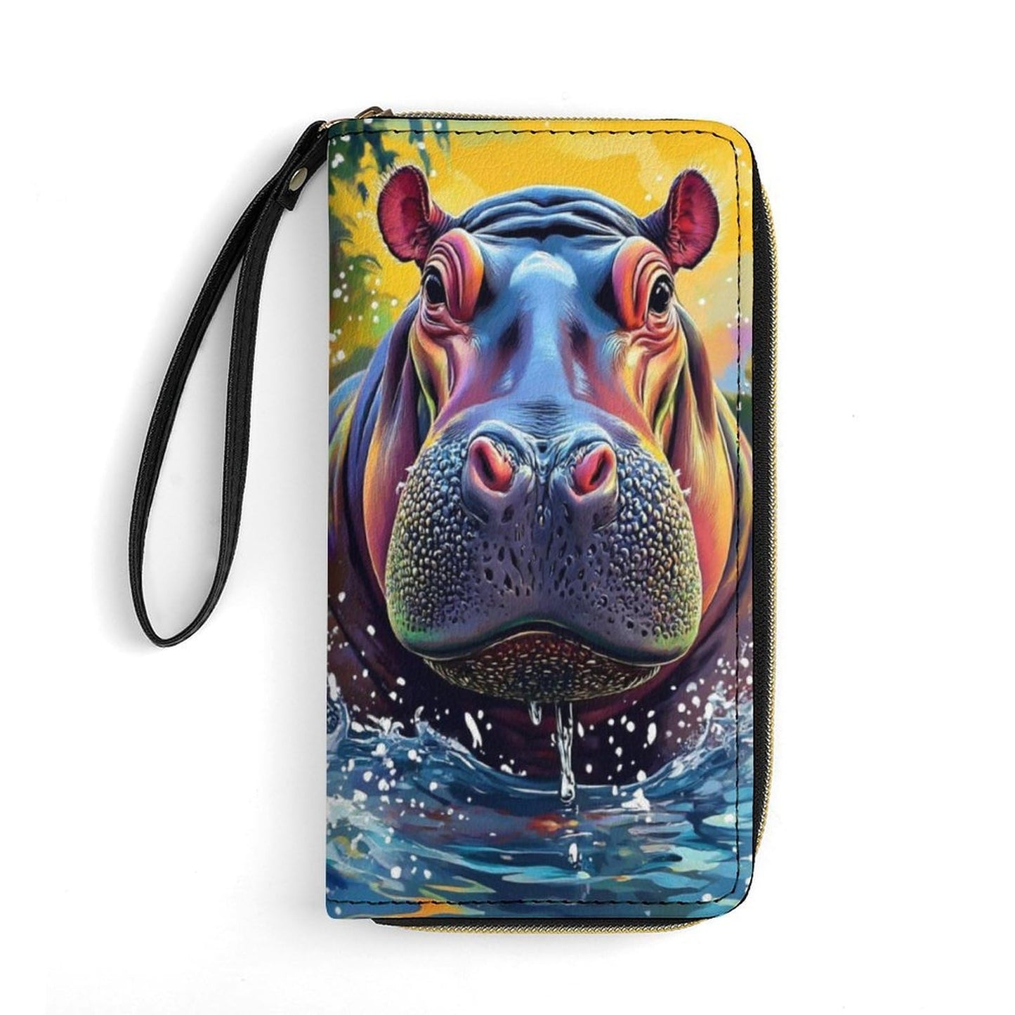 HOTColorful Owl Women's Wallet Wristlet Zipper Purse with Hand Strap Travel Credit Card Holder for Daily Use Gifts