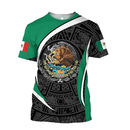HOTFAYBA Aztec Mexican Shirts Short Sleeves Summer Mexico Shirt Mexico Jersey Unisex 3D Shirts