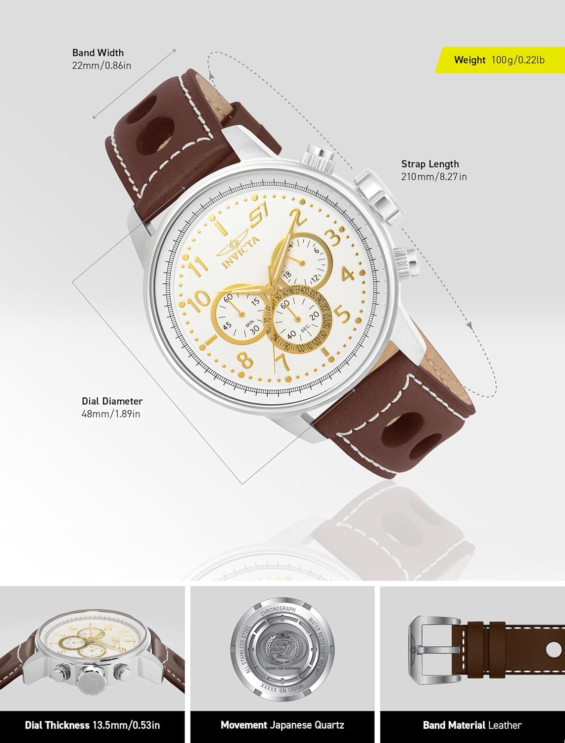 HOTInvicta S1 Rally Stainless Steel Men's Quartz Watch - 48mm