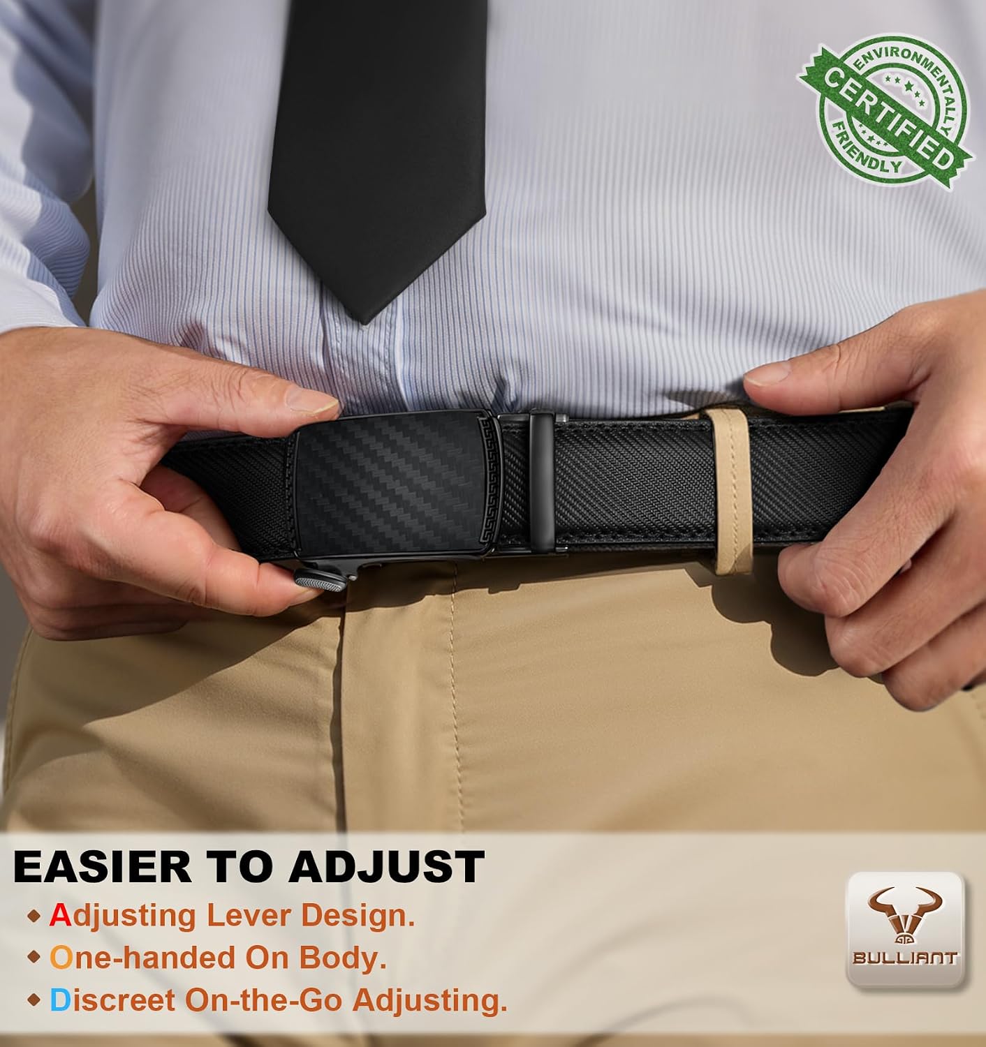 HOTBULLIANT Men's Belt,Slide Ratchet Belt Adjsutable For Men Suit Casual Jeans Gift Boxed,Trim To Fit