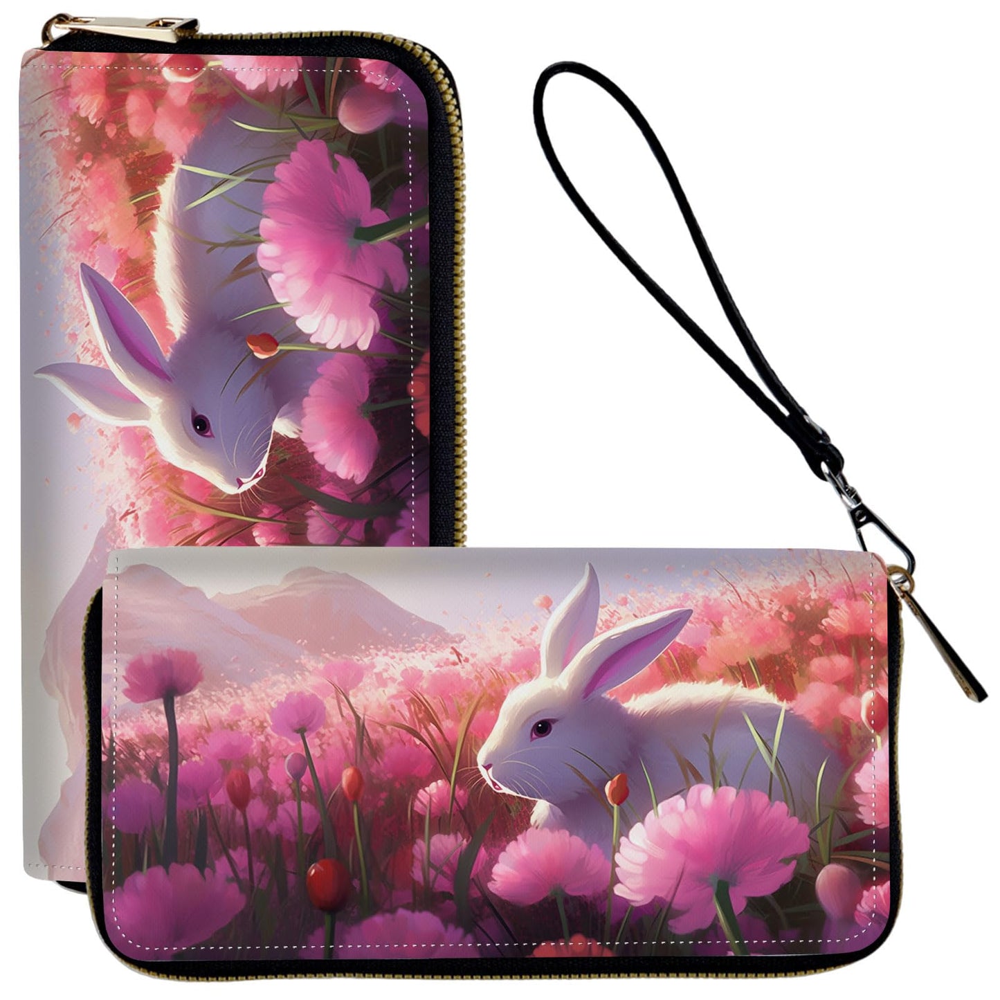 HOTLadies Wallet,Clutch Purses for Women Wallets Leather Credit Card Holder for Women Wristlet Slim Small Cute with Zipper,Thin RFID Blocking with Wrist Strap,Glitter Dragonfly Moon