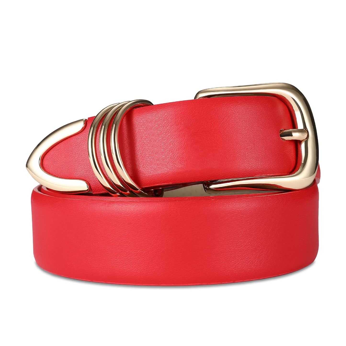 HOTRISANTRY Women's Leather Belts with Gold Buckle Fashion Leather Waist Belt Elegant Ladies Belts for Jeans Gifts for Women