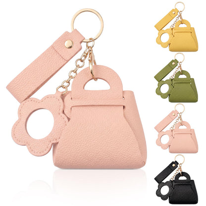 HOTLiliaafar 8 Pcs Mini Backpack Keychain Mini Coin Purses for Women Cute PU Leather Makeup Bag with Keychain, Multi Pocket Card Holder Cable Organizer Giftable Zipper Pouch (Minimalist)