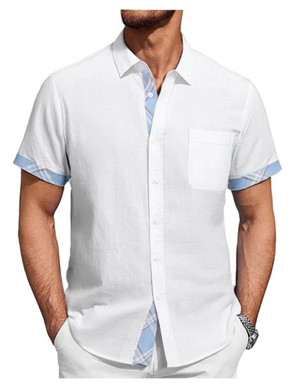 HOTDamipow Mens Casual Button Down Shirts Short Sleeve Fashion Vacation Beach Shirts