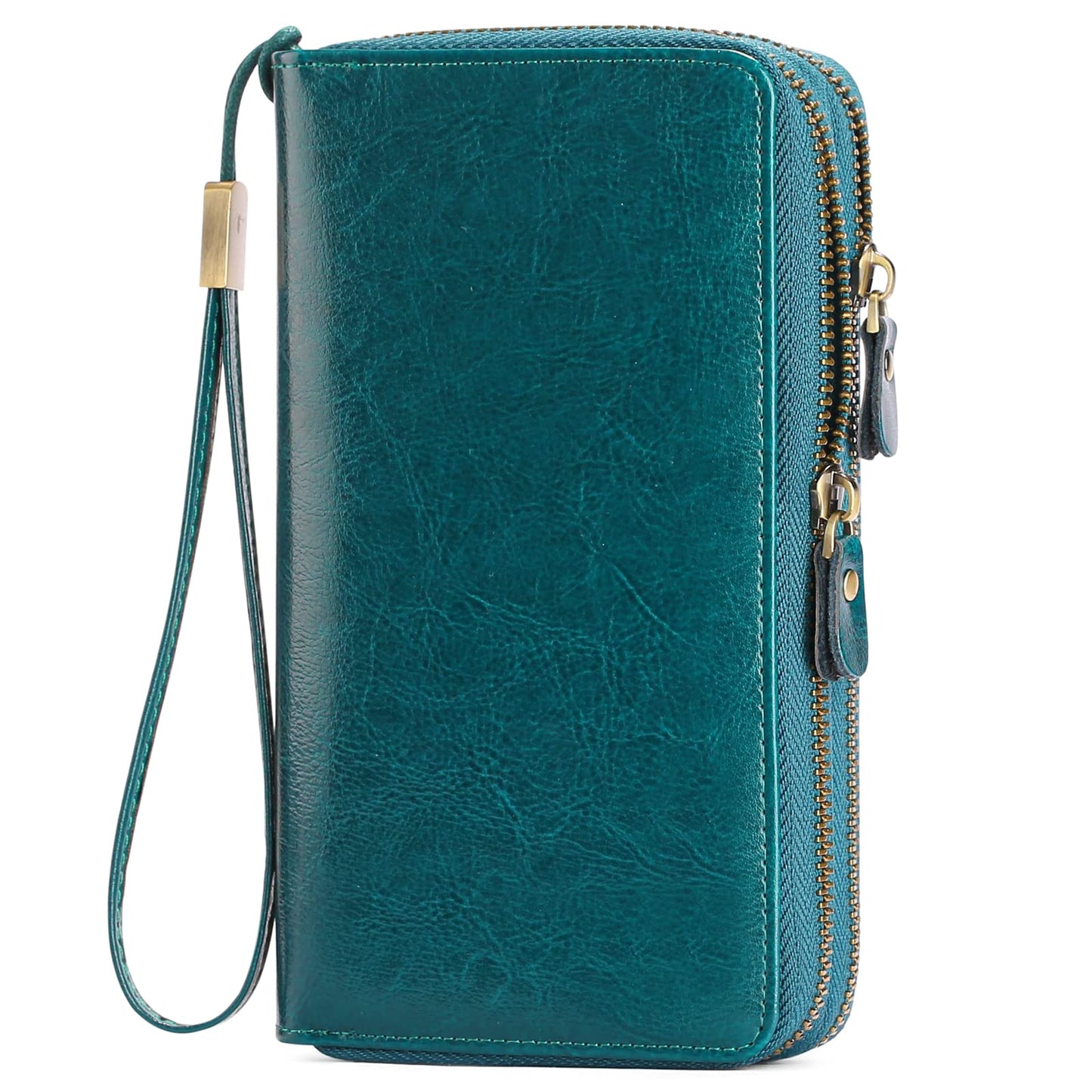 HOTSENDEFN Leather Women Wallet RFID Blocking Zipper Around Phone Holder Clutch Wristlet Large Capacity