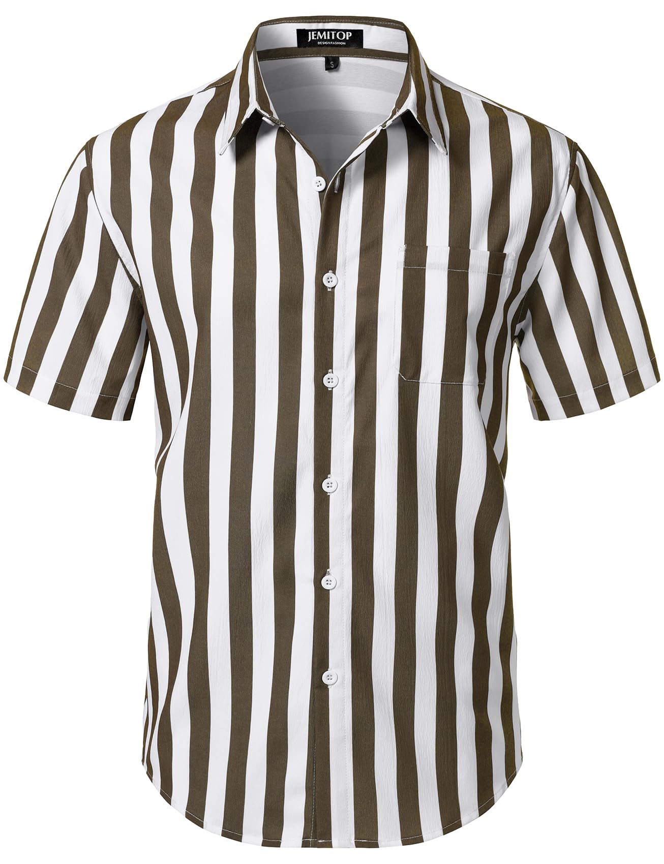 HOTJEMITOP Mens Stretch Wrinkle Free Texture Shirts | Lightweight, Summer, Beach, Stylish, Button Down, Short Sleeve, Casual, Vacation