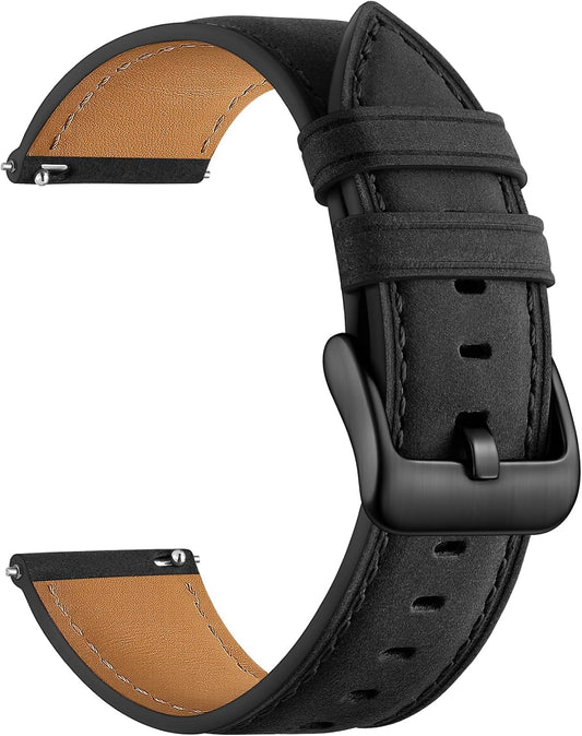 HOTGEAK 20mm 18mm 22mm Leather Band Compatible with Garmin Vivoactive 5/6/4/3 Watch Bands, Venu 4/Venu 3S/2S, Quick Release Vintage Genuine Leather Strap for Venu 3/2/Forerunner 265/165 Men Women