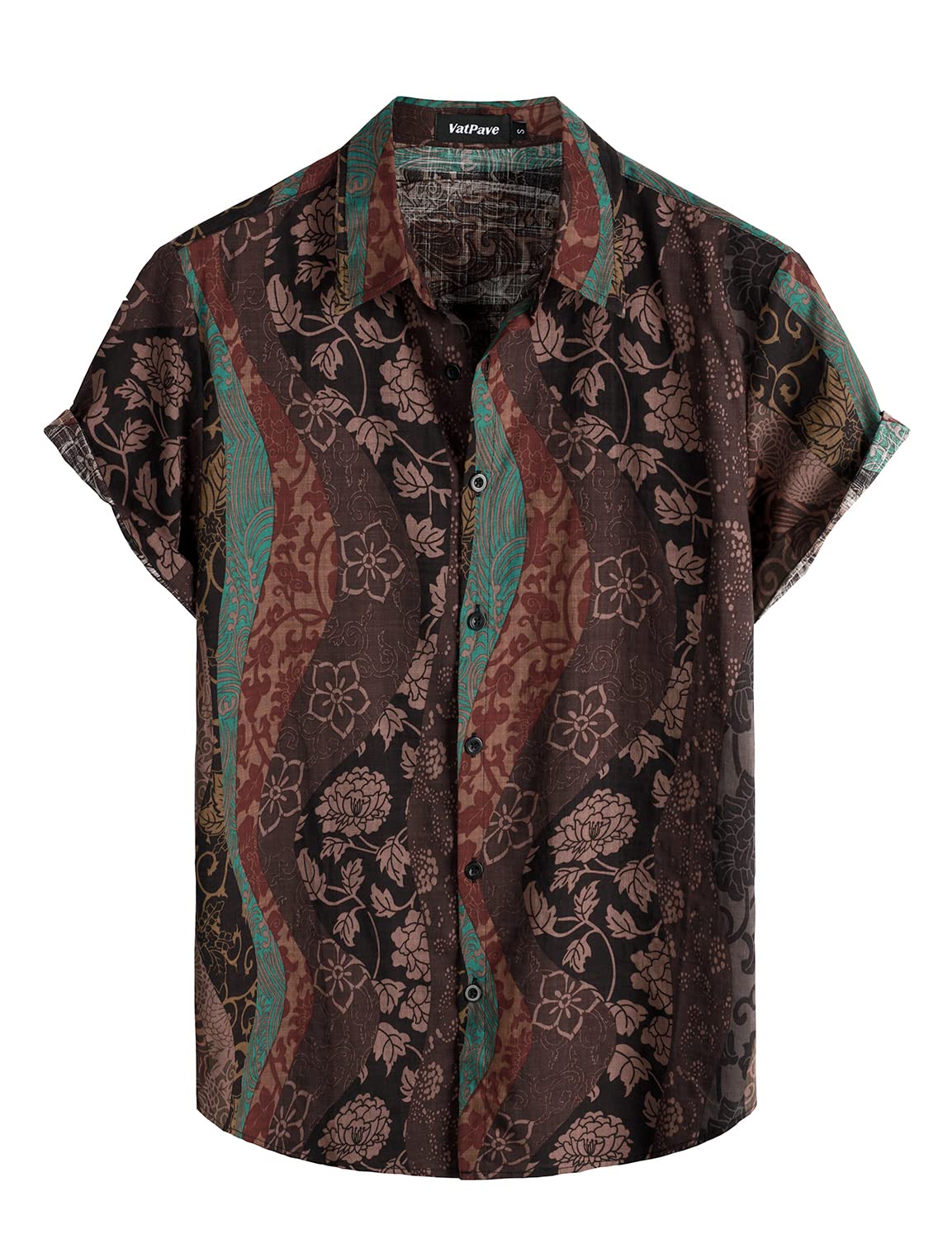 HOTVATPAVE Mens Casual Short Sleeve Button Down Shirts Regular Fit Hawaiian Summer Shirt