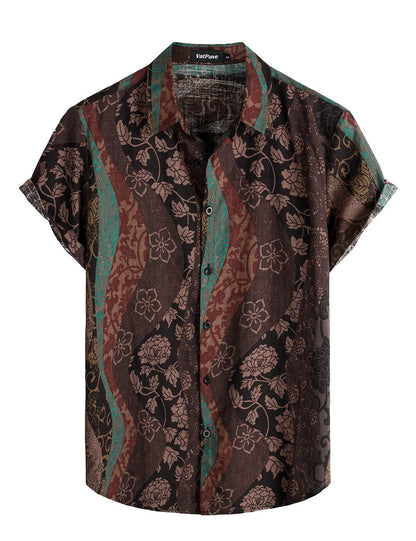 HOTVATPAVE Mens Casual Short Sleeve Button Down Shirts Regular Fit Hawaiian Summer Shirt
