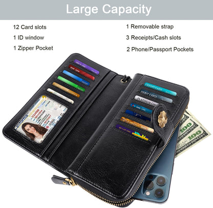 HOTCoco Rossi Black Butterfly Wallet for Women Large Capacity Card Holder Wristlet