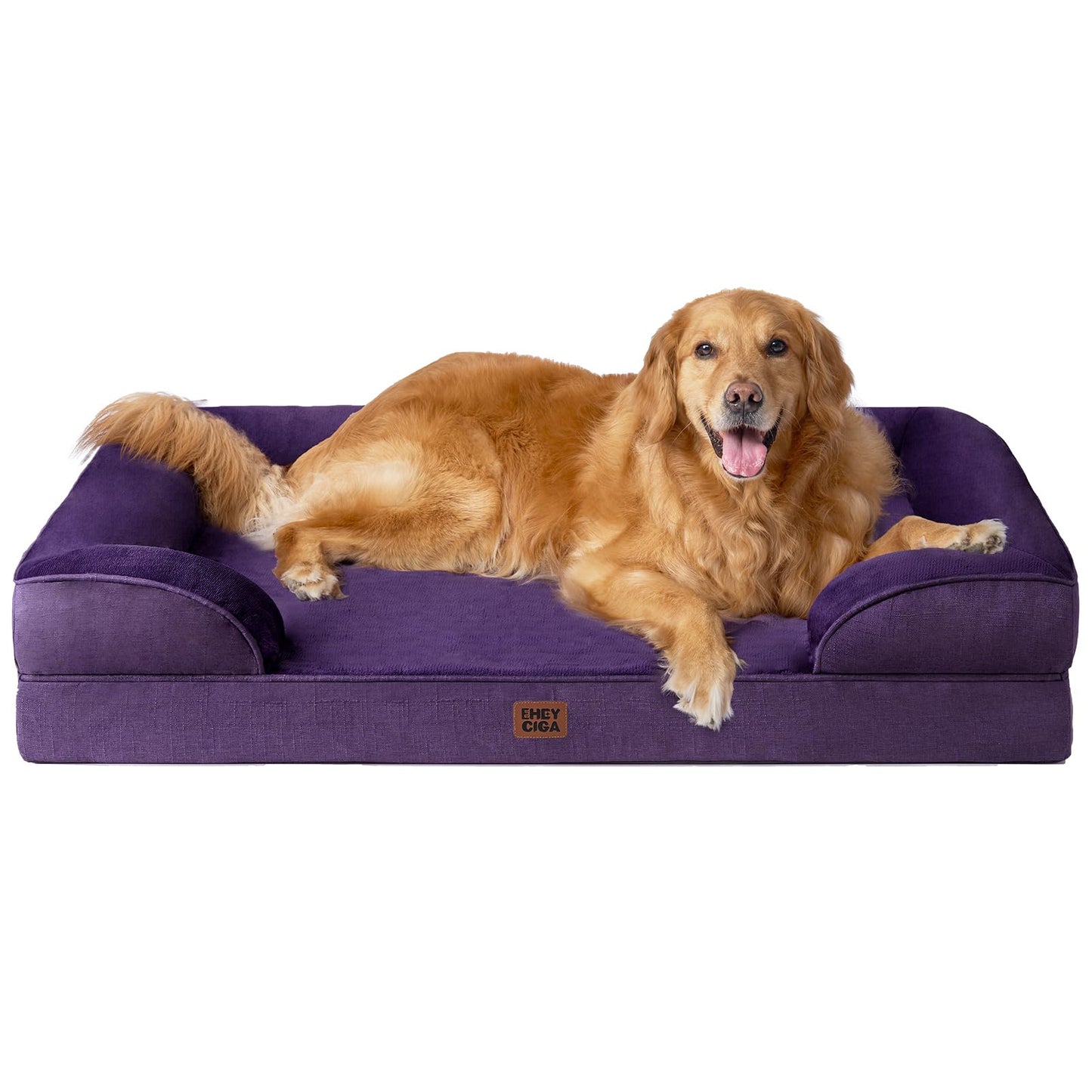HOTEHEYCIGA Orthopedic Dog Beds for Extra Large Dogs 44x32Inch, Polyurethane Foam XL Pet Bed with Sides, Non-Slip and Egg-Crate Foam Big Dog Couch Bed with Washable Removable Cover, Grey