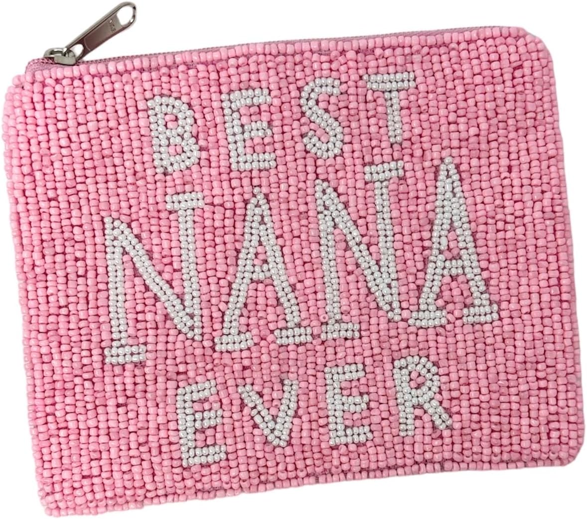 HOTBest Nana Ever Beaded Coin Purse Pouch Pink Beaded Pouch Purse Gift for Grandma Mother's Day Gift Small Wallet Nana Gifts