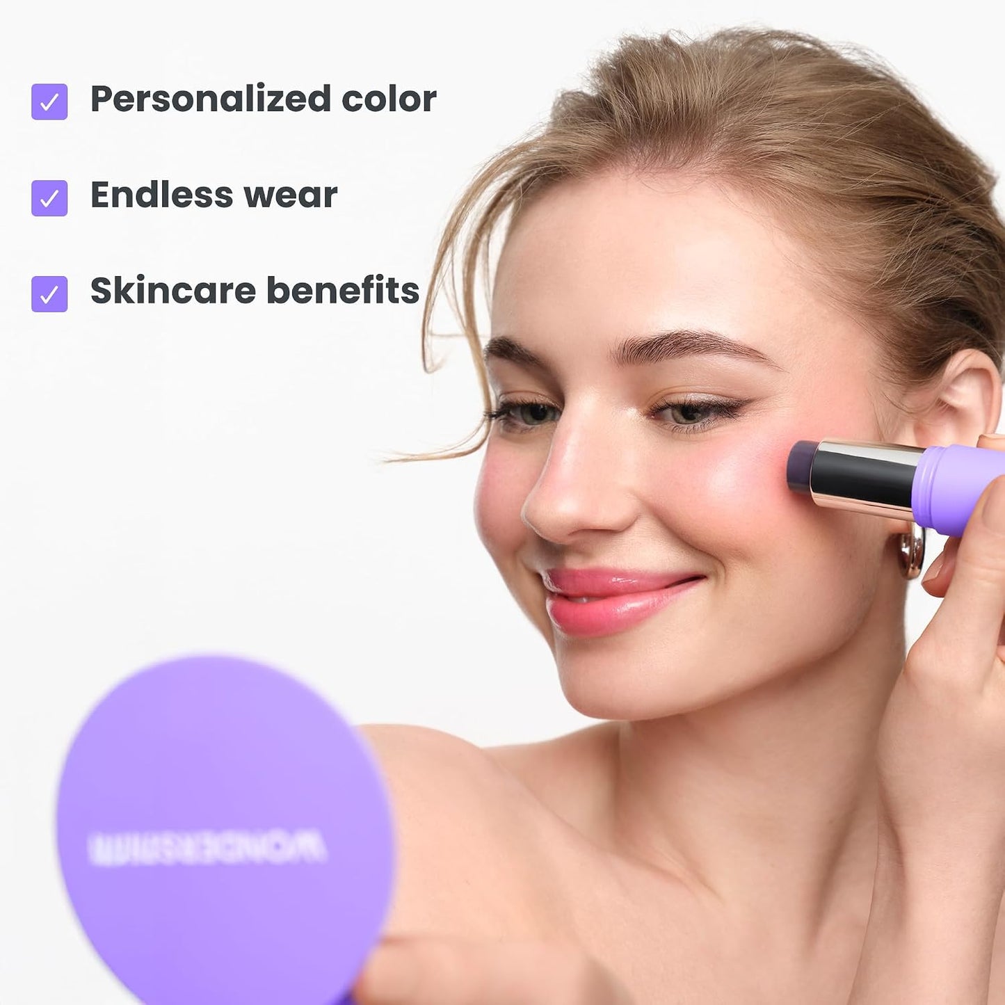 HOTWonderskin Cream Blush Stick pH-Activated - pHlush Stick Multi-Use, Blush for Cheeks and Lips, Cooling Nourishing Color-Adjusting Makeup